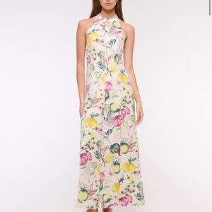 Floral Halter Maxi Dress - Linen